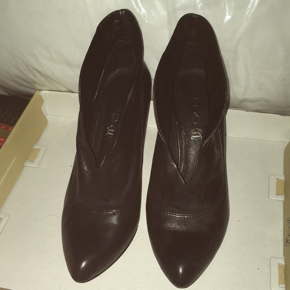 Aldo Black Leather Deep V Ankle Bootie